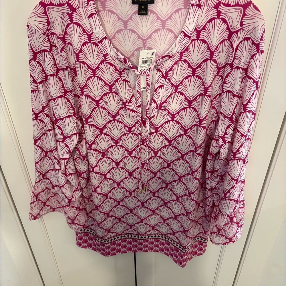 NWT JM Collection Pink/White Tunic